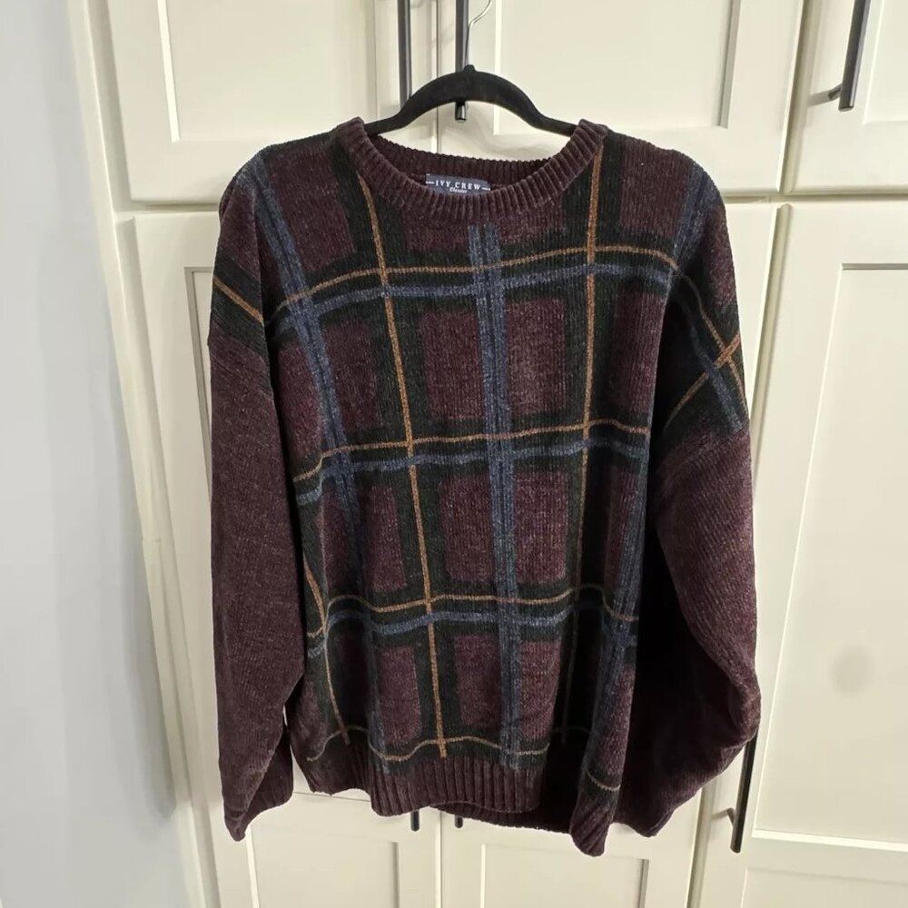 Ivy Crew Classic Pullover Sweater Men's XL Long Sleeves Crew Neck Deep Purple